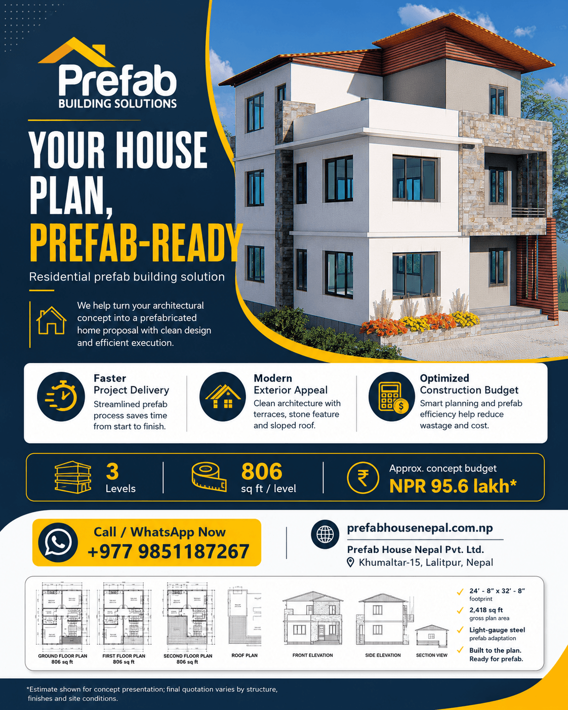 4BHK Prefab House Plan house model reference by Prefab House Nepal