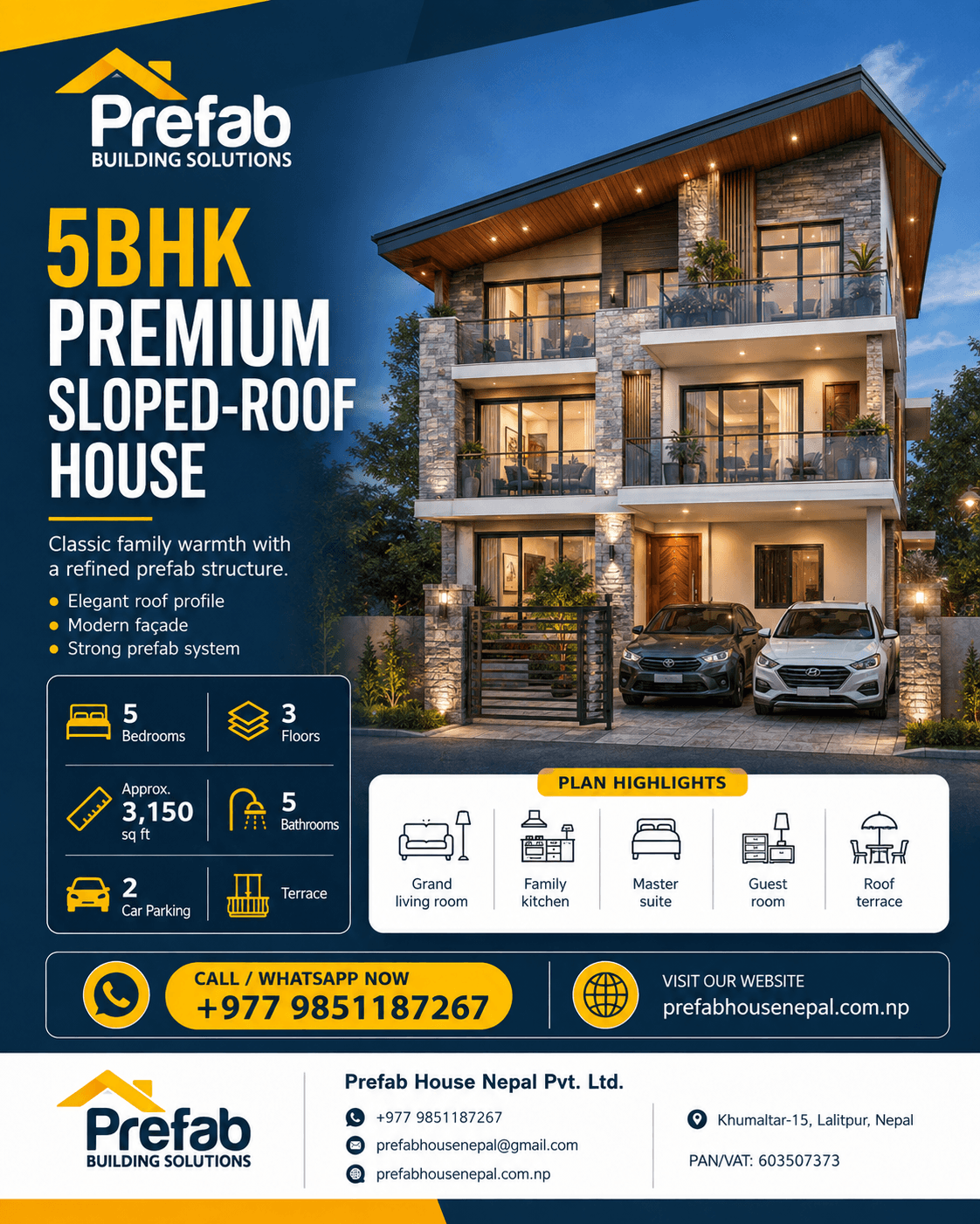 5BHK Premium Duplex House house model reference by Prefab House Nepal