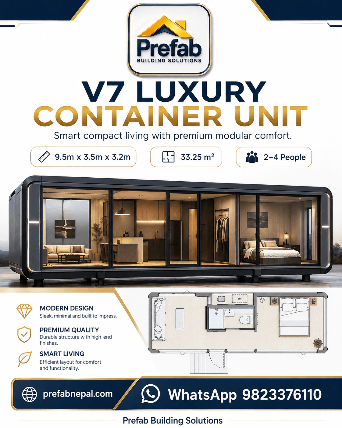 Luxury Container Unit house model reference by Prefab House Nepal