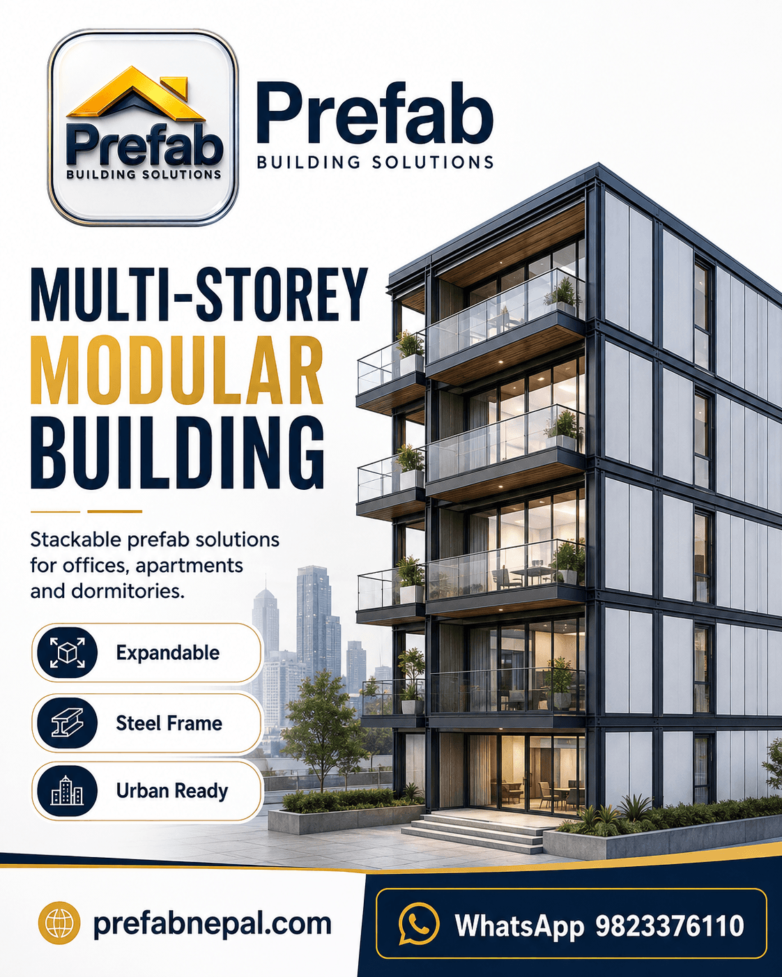 Multi-Storey Modular Building house model reference by Prefab House Nepal