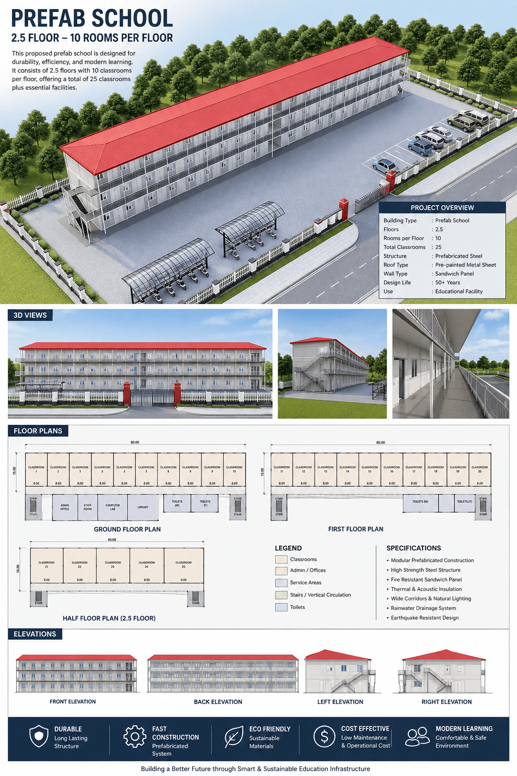 Prefab School Model & Plan house model reference by Prefab House Nepal